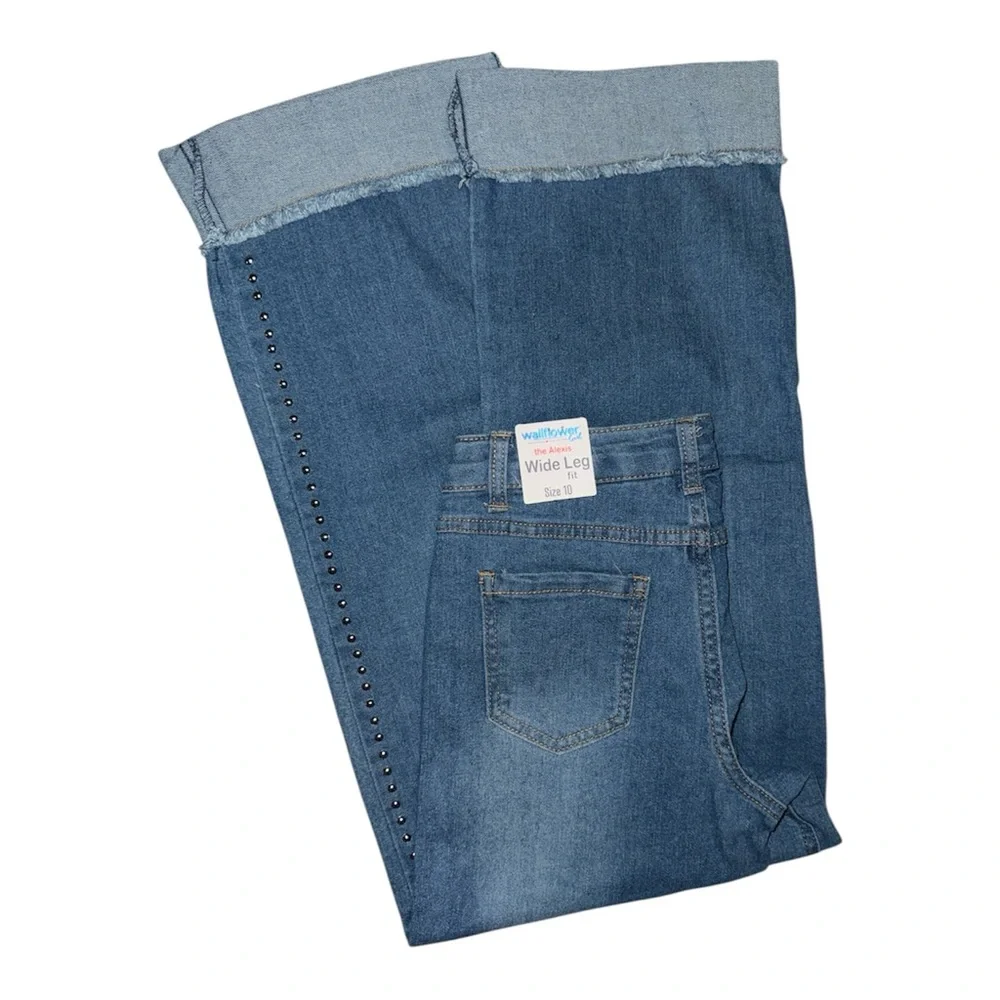 🌸👖 Wallflower Girls Alexis Studded Wide-Leg Jeans | Size 10 | NWT ✨